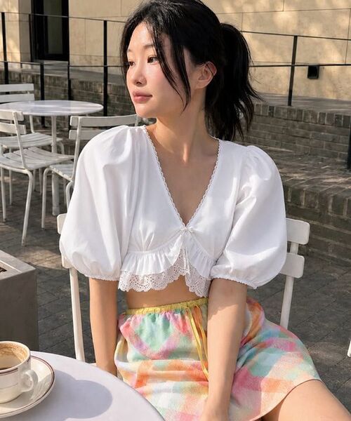 SINOON（シヌーン）の「Check Printed Midi Skirt (Orange)（スカート・レディース・オレンジ・FREE）」の10枚目の写真