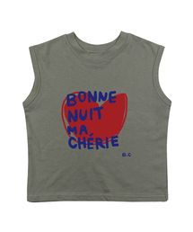 ボネットハート 袖なしTシャツ-オリーブ(Bonnet Sleeveless T olive)
