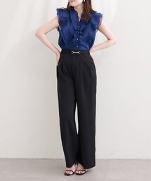 natural couture | 【sherbet line】接触冷感ベルト付きタック入りパンツ(その他パンツ)