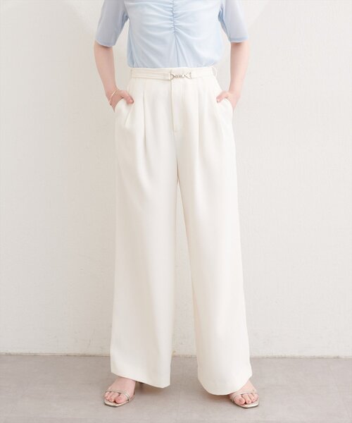 natural couture(ナチュラルクチュール)の「【sherbet line】接触冷感ベルト付きタック入りパンツ(その他パンツ・レディース・ブラック/サックスブルー/オフホワイト・FREE)」の6枚目の写真