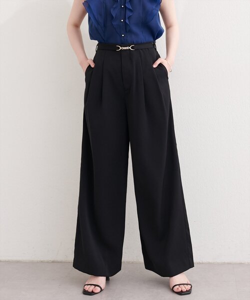 natural couture(ナチュラルクチュール)の「【sherbet line】接触冷感ベルト付きタック入りパンツ(その他パンツ・レディース・ブラック/サックスブルー/オフホワイト・FREE)」の9枚目の写真