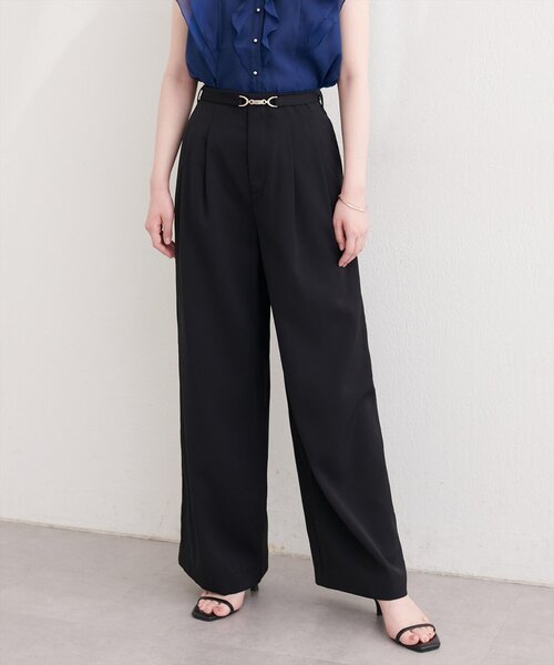 natural couture(ナチュラルクチュール)の「【sherbet line】接触冷感ベルト付きタック入りパンツ(その他パンツ・レディース・ブラック/サックスブルー/オフホワイト・FREE)」の10枚目の写真