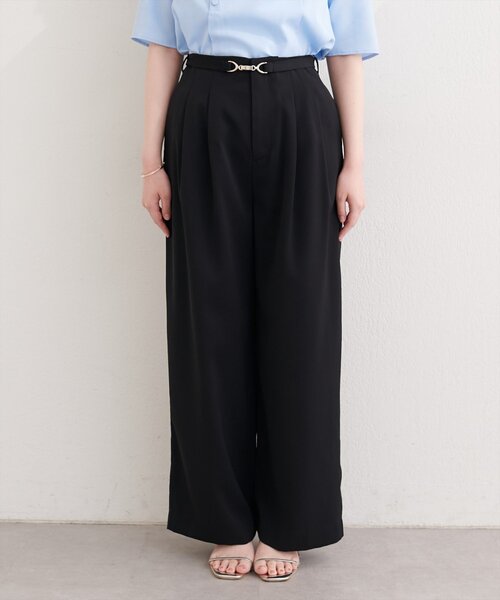 natural couture(ナチュラルクチュール)の「【sherbet line】接触冷感ベルト付きタック入りパンツ(その他パンツ・レディース・ブラック/サックスブルー/オフホワイト・FREE)」の12枚目の写真