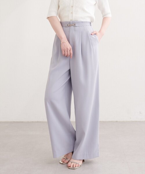 natural couture(ナチュラルクチュール)の「【sherbet line】接触冷感ベルト付きタック入りパンツ(その他パンツ・レディース・ブラック/サックスブルー/オフホワイト・FREE)」の21枚目の写真