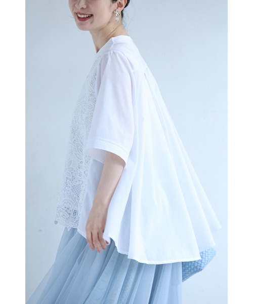 cawaii(カワイイ)の「華やぎレースのフレアラインプルオーバートップス(Tシャツ/カットソー・レディース・ブラック/ホワイト・FREE)」の4枚目の写真
