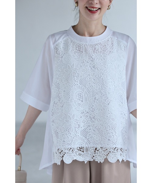 cawaii(カワイイ)の「華やぎレースのフレアラインプルオーバートップス(Tシャツ/カットソー・レディース・ブラック/ホワイト・FREE)」の15枚目の写真