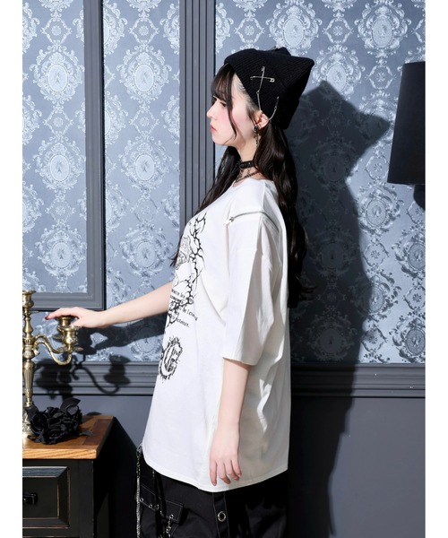 NOEMIE(ノエミー)の「バック羽刺繍肩ZIPユニセックスTシャツ(Tシャツ/カットソー・レディース・ブラック/サックスブルー/オフホワイト・M)」の11枚目の写真