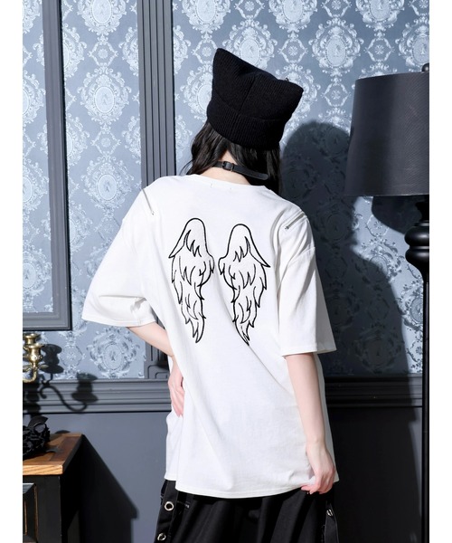 NOEMIE(ノエミー)の「バック羽刺繍肩ZIPユニセックスTシャツ(Tシャツ/カットソー・レディース・ブラック/サックスブルー/オフホワイト・M)」の12枚目の写真