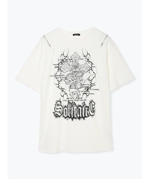 NOEMIE(ノエミー)の「バック羽刺繍肩ZIPユニセックスTシャツ(Tシャツ/カットソー・レディース・ブラック/サックスブルー/オフホワイト・M)」の15枚目の写真