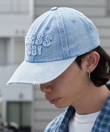 Guess（ゲス）の「【Stray Kids ヒョンジン着用】GUESS/ゲス WASHED CAP デニムキャップ ダメージ加工  2026年 夏 夏服（キャップ）」