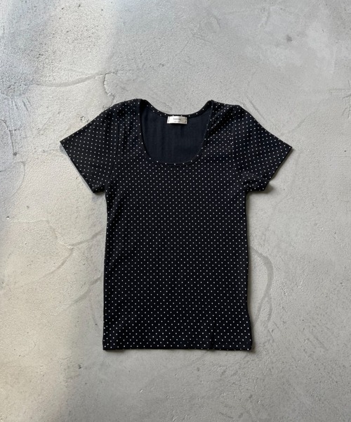 NUJOH(ヌゾ)の「Dot Slim Fit Tee / ドットスリムフィットT(Tシャツ/カットソー・レディース・クリーム/グレー/ブラック/アイボリー・FREE)」の7枚目の写真