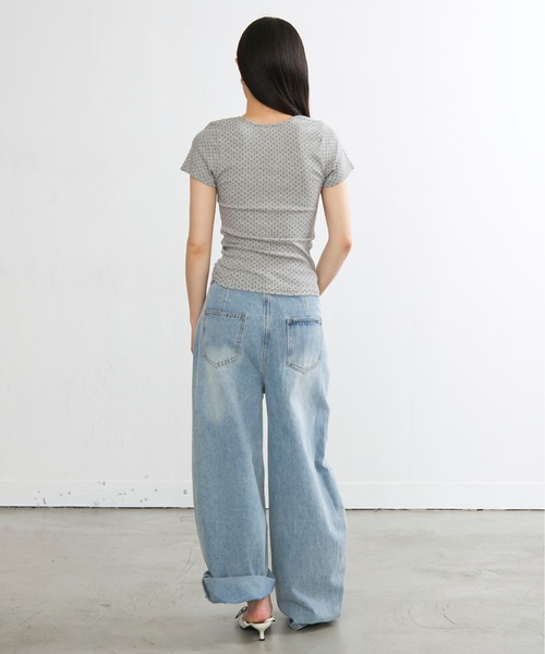 NUJOH(ヌゾ)の「Dot Slim Fit Tee / ドットスリムフィットT(Tシャツ/カットソー・レディース・クリーム/グレー/ブラック/アイボリー・FREE)」の13枚目の写真