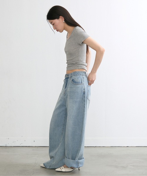 NUJOH(ヌゾ)の「Dot Slim Fit Tee / ドットスリムフィットT(Tシャツ/カットソー・レディース・クリーム/グレー/ブラック/アイボリー・FREE)」の17枚目の写真