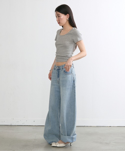 NUJOH(ヌゾ)の「Dot Slim Fit Tee / ドットスリムフィットT(Tシャツ/カットソー・レディース・クリーム/グレー/ブラック/アイボリー・FREE)」の18枚目の写真