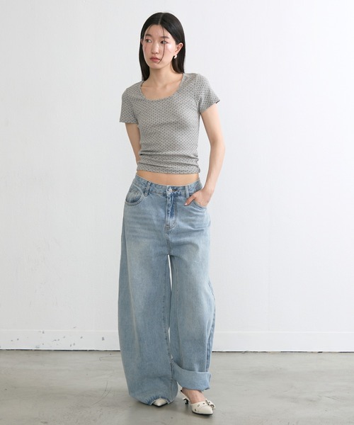 NUJOH(ヌゾ)の「Dot Slim Fit Tee / ドットスリムフィットT(Tシャツ/カットソー・レディース・クリーム/グレー/ブラック/アイボリー・FREE)」の19枚目の写真