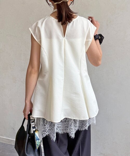 Thevon(ゼボン)の「ペプラムブラウス×レースキャミセット(シャツ/ブラウス・レディース・ネイビー/サックスブルー/アイボリー・FREE)」の12枚目の写真