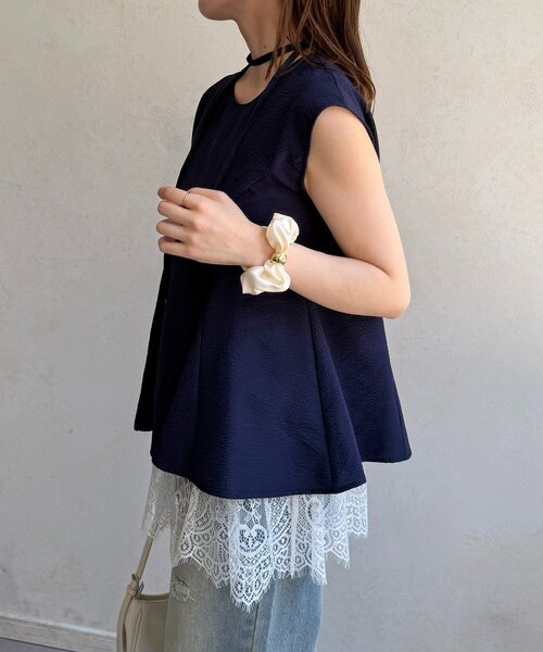 Thevon(ゼボン)の「ペプラムブラウス×レースキャミセット(シャツ/ブラウス・レディース・ネイビー/サックスブルー/アイボリー・FREE)」の19枚目の写真
