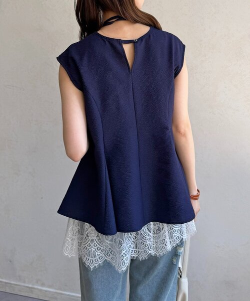 Thevon(ゼボン)の「ペプラムブラウス×レースキャミセット(シャツ/ブラウス・レディース・ネイビー/サックスブルー/アイボリー・FREE)」の20枚目の写真
