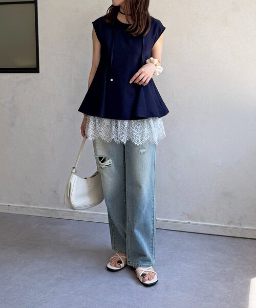 Thevon(ゼボン)の「ペプラムブラウス×レースキャミセット(シャツ/ブラウス・レディース・ネイビー/サックスブルー/アイボリー・FREE)」の22枚目の写真