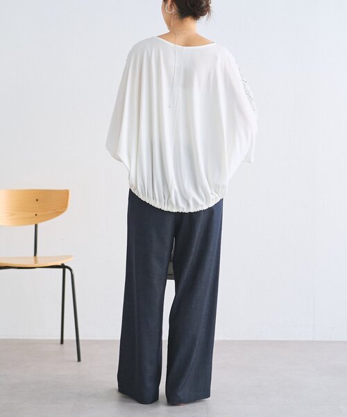 BEARDSLEY（ビアズリー）の「花ボーダージャガードプルオーバー【セットアップ】（シャツ/ブラウス・レディース・ホワイト/ネイビー・FREE）」の8枚目の写真