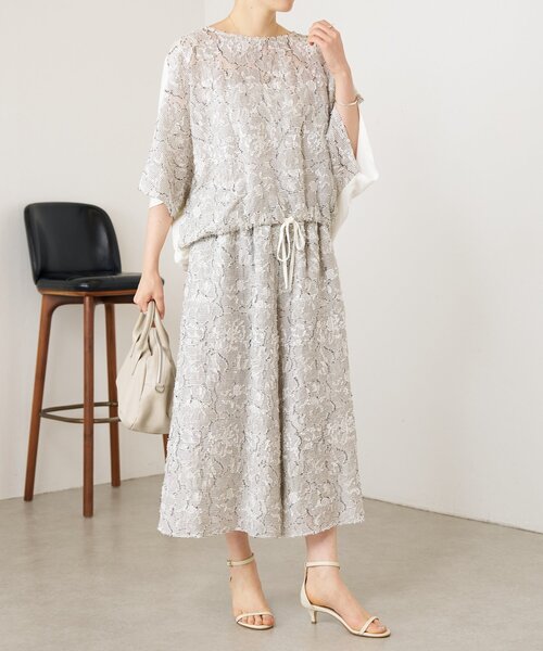 BEARDSLEY（ビアズリー）の「花ボーダージャガードプルオーバー【セットアップ】（シャツ/ブラウス・レディース・ホワイト/ネイビー・FREE）」の13枚目の写真