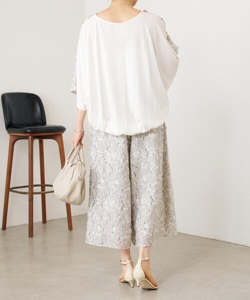 BEARDSLEY（ビアズリー）の「花ボーダージャガードプルオーバー【セットアップ】（シャツ/ブラウス・レディース・ホワイト/ネイビー・FREE）」の15枚目の写真