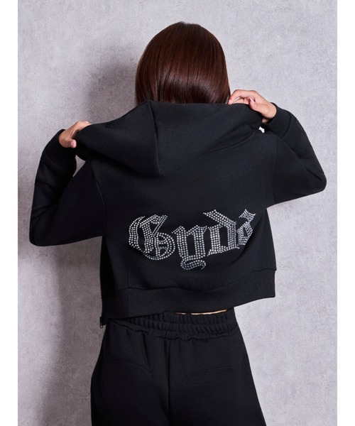 GYDA(ジェイダ)の「GYDA Shortラメパーカー【セットアップ着用可能】(パーカー・レディース・グレー/ブラック/オフホワイト・FREE)」の1枚目の写真