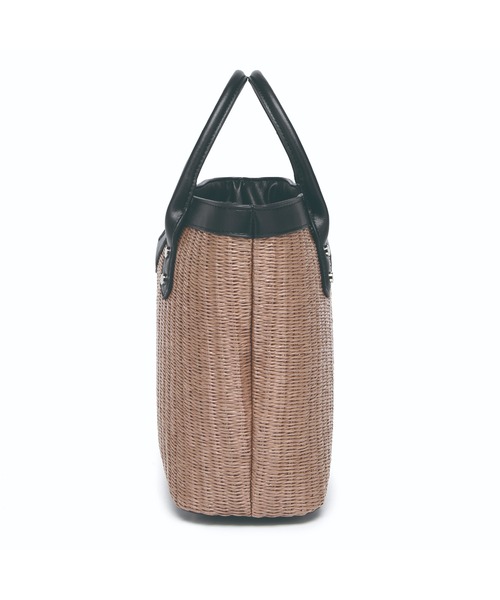 GUSCIO(グッシオ)の「【グッシオゴールド】カゴバッグ PUレザー切り替え Vライン 2WAY ショルダー付(かごバッグ・レディース・ブラウン/アイボリー/ブラック・FREE)」の6枚目の写真