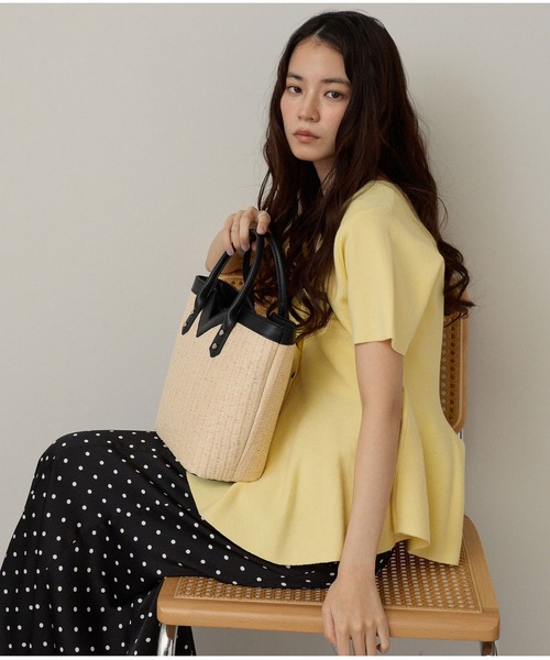 GUSCIO(グッシオ)の「【グッシオゴールド】カゴバッグ PUレザー切り替え Vライン 2WAY ショルダー付(かごバッグ・レディース・ブラウン/アイボリー/ブラック・FREE)」の16枚目の写真