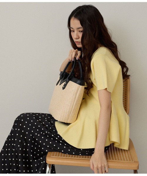 GUSCIO(グッシオ)の「【グッシオゴールド】カゴバッグ PUレザー切り替え Vライン 2WAY ショルダー付(かごバッグ・レディース・ブラウン/アイボリー/ブラック・FREE)」の17枚目の写真