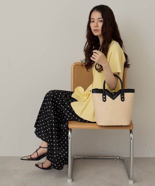 GUSCIO(グッシオ)の「【グッシオゴールド】カゴバッグ PUレザー切り替え Vライン 2WAY ショルダー付(かごバッグ・レディース・ブラウン/アイボリー/ブラック・FREE)」の20枚目の写真