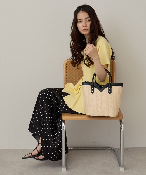 GUSCIO(グッシオ)の「【グッシオゴールド】カゴバッグ PUレザー切り替え Vライン 2WAY ショルダー付(かごバッグ・レディース・ブラウン/アイボリー/ブラック・FREE)」の21枚目の写真