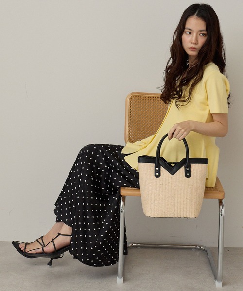 GUSCIO(グッシオ)の「【グッシオゴールド】カゴバッグ PUレザー切り替え Vライン 2WAY ショルダー付(かごバッグ・レディース・ブラウン/アイボリー/ブラック・FREE)」の22枚目の写真