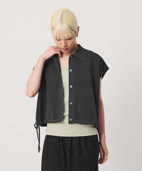 BEAUTY&YOUTH UNITED ARROWS(ビューティーアンドユースユナイテッドアローズ)の「ヘムドローストリング シャツカーディガン ウォッシャブル(ニット/セーター・レディース・オフホワイト/ダークグレー/レッド・FREE)」の4枚目の写真