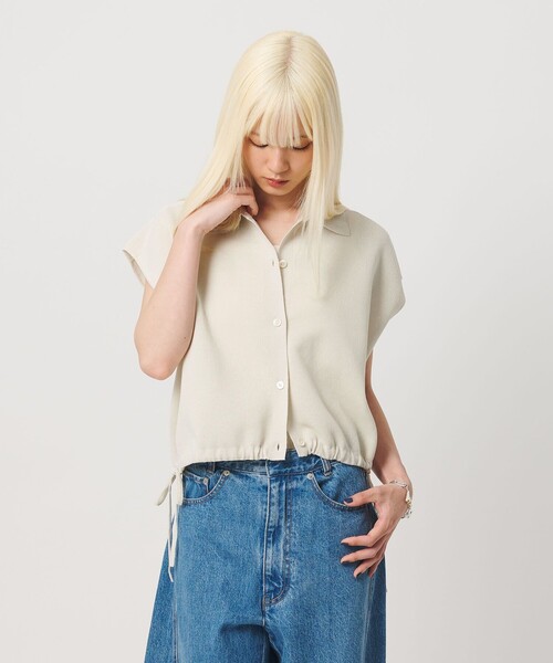 BEAUTY&YOUTH UNITED ARROWS(ビューティーアンドユースユナイテッドアローズ)の「ヘムドローストリング シャツカーディガン ウォッシャブル(ニット/セーター・レディース・オフホワイト/ダークグレー/レッド・FREE)」の20枚目の写真