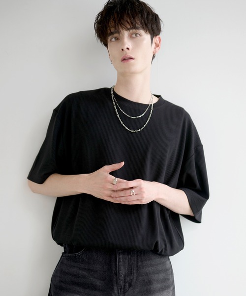 LILL(リル)の「ドレープリラクシングドローコードリブカットソー(Tシャツ/カットソー・メンズ・サックスブルー/チャコールグレー/ブラック・L/M/S/XL)」の1枚目の写真