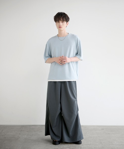 LILL(リル)の「ドレープリラクシングドローコードリブカットソー(Tシャツ/カットソー・メンズ・サックスブルー/チャコールグレー/ブラック・L/M/S/XL)」の19枚目の写真