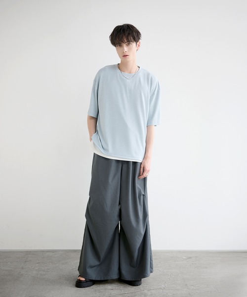 LILL(リル)の「ドレープリラクシングドローコードリブカットソー(Tシャツ/カットソー・メンズ・サックスブルー/チャコールグレー/ブラック・L/M/S/XL)」の20枚目の写真