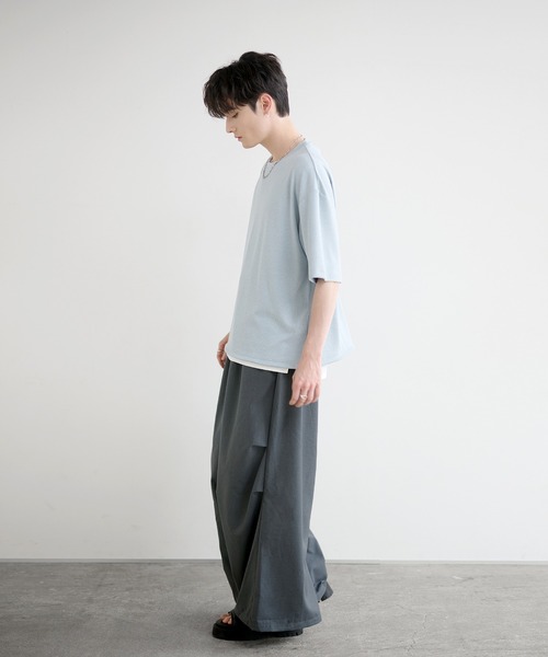 LILL(リル)の「ドレープリラクシングドローコードリブカットソー(Tシャツ/カットソー・メンズ・サックスブルー/チャコールグレー/ブラック・L/M/S/XL)」の21枚目の写真