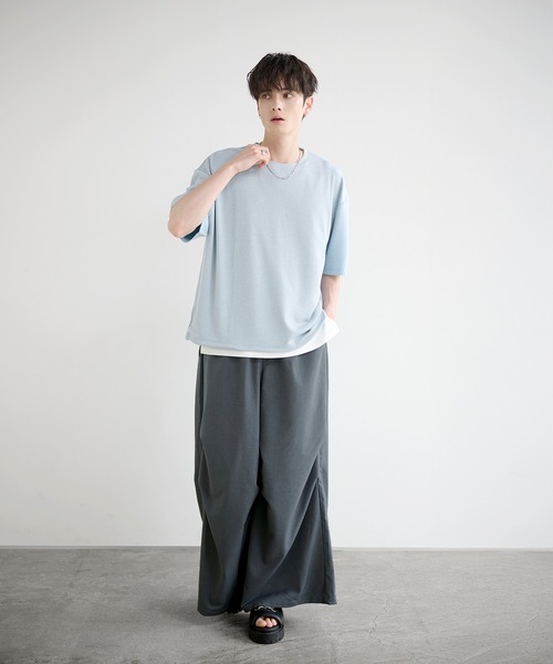 LILL(リル)の「ドレープリラクシングドローコードリブカットソー(Tシャツ/カットソー・メンズ・サックスブルー/チャコールグレー/ブラック・L/M/S/XL)」の22枚目の写真