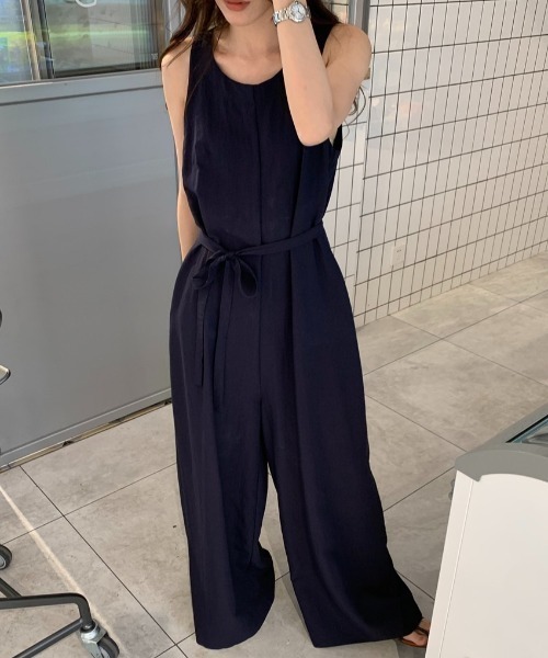 YUGA(ユーガ)の「YUGA_YGMC Korean-style Wide-leg pants all-in-one(つなぎ/オールインワン・レディース・ベージュ/ネイビー・FREE)」の16枚目の写真
