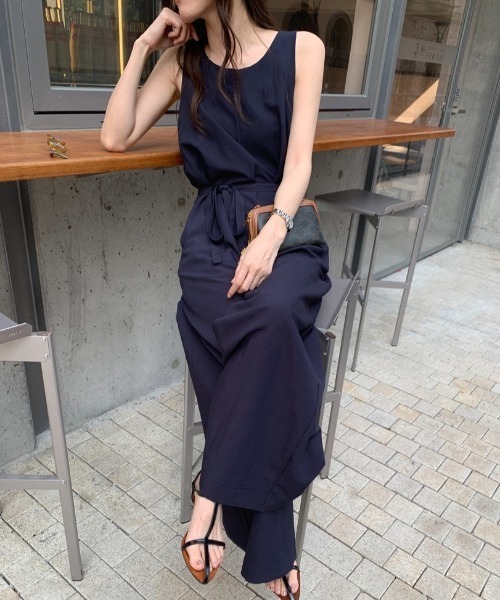 YUGA(ユーガ)の「YUGA_YGMC Korean-style Wide-leg pants all-in-one(つなぎ/オールインワン・レディース・ベージュ/ネイビー・FREE)」の20枚目の写真