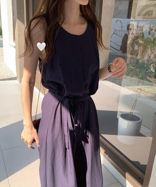 YUGA(ユーガ)の「YUGA_YGMC Korean-style Wide-leg pants all-in-one(つなぎ/オールインワン・レディース・ベージュ/ネイビー・FREE)」の22枚目の写真