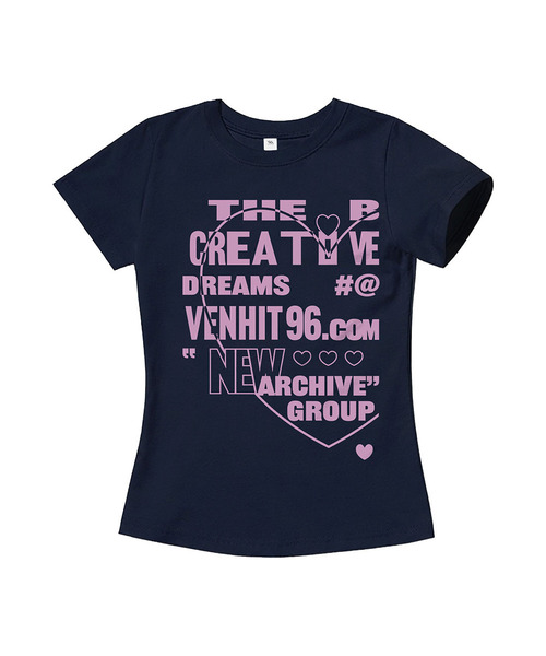 VENHIT(ベンヒット)の「ハートドリーム スリムフィット半袖Tシャツ(Tシャツ/カットソー・レディース・ミント/ブラウン/ネイビー/ホワイト・LARGE/MEDIUM/SMALL)」の4枚目の写真