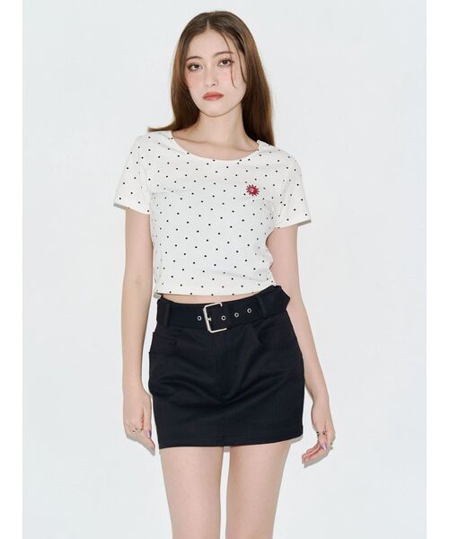 EVRIS(エヴリス)の「ドットSUNNYショートTシャツ(Tシャツ/カットソー・レディース・ブラック/ピンク/ホワイト・FREE)」の5枚目の写真