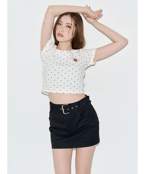EVRIS(エヴリス)の「ドットSUNNYショートTシャツ(Tシャツ/カットソー・レディース・ブラック/ピンク/ホワイト・FREE)」の6枚目の写真