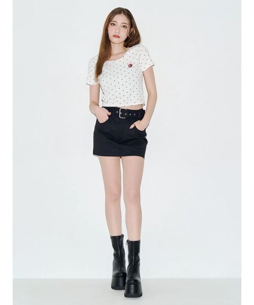 EVRIS(エヴリス)の「ドットSUNNYショートTシャツ(Tシャツ/カットソー・レディース・ブラック/ピンク/ホワイト・FREE)」の9枚目の写真