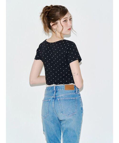 EVRIS(エヴリス)の「ドットSUNNYショートTシャツ(Tシャツ/カットソー・レディース・ブラック/ピンク/ホワイト・FREE)」の12枚目の写真