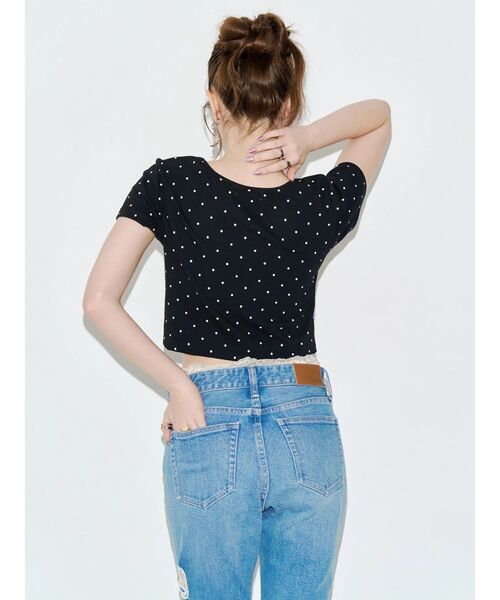 EVRIS(エヴリス)の「ドットSUNNYショートTシャツ(Tシャツ/カットソー・レディース・ブラック/ピンク/ホワイト・FREE)」の13枚目の写真