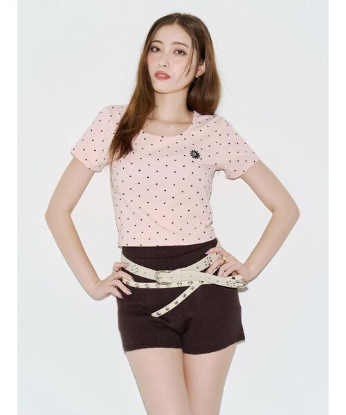 EVRIS(エヴリス)の「ドットSUNNYショートTシャツ(Tシャツ/カットソー・レディース・ブラック/ピンク/ホワイト・FREE)」の17枚目の写真